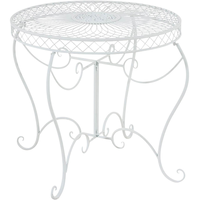Table pour terrasse Ronde 4 personnes en Fer forgé Blanc Macie - 1