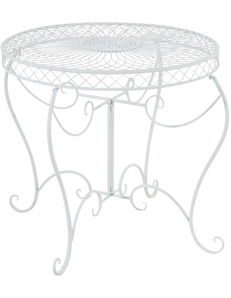 Table pour terrasse Ronde 4 personnes en Fer forgé Blanc Macie - 1