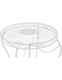 Table de jardin ronde blanche en fer Ø 90 x H 69 cm Macie  - 2