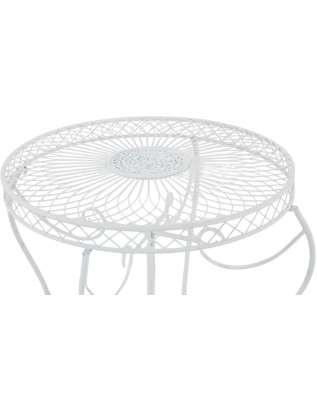 Table pour terrasse Ronde 4 personnes en Fer forgé Blanc Macie - 2