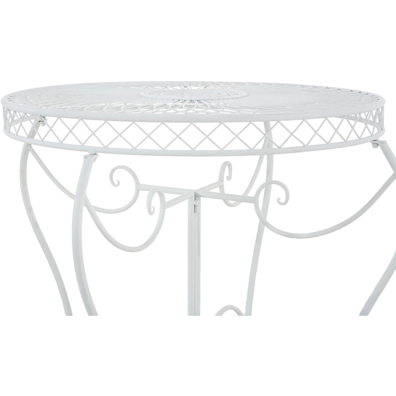 Table pour terrasse Ronde 4 personnes en Fer forgé Blanc Macie - 3