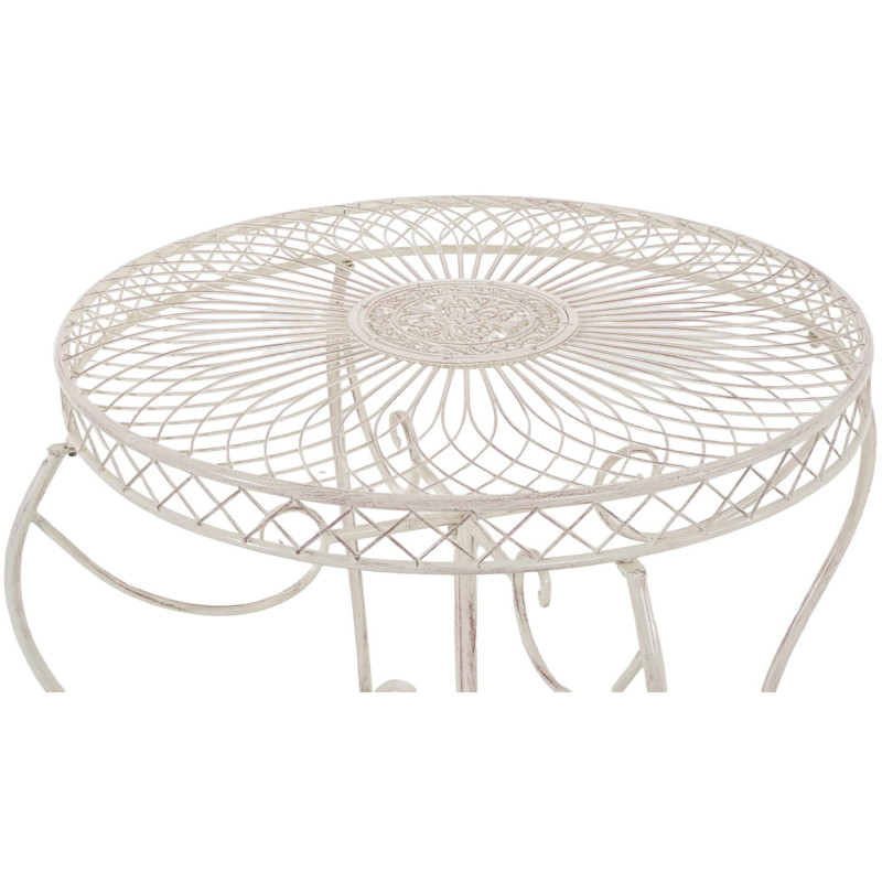 Table pour terrasse Ronde 4 personnes en Fer forgé Crème vieilli Macie - 2