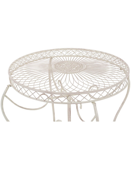 Table pour terrasse Ronde 4 personnes en Fer forgé Crème vieilli Macie - 2