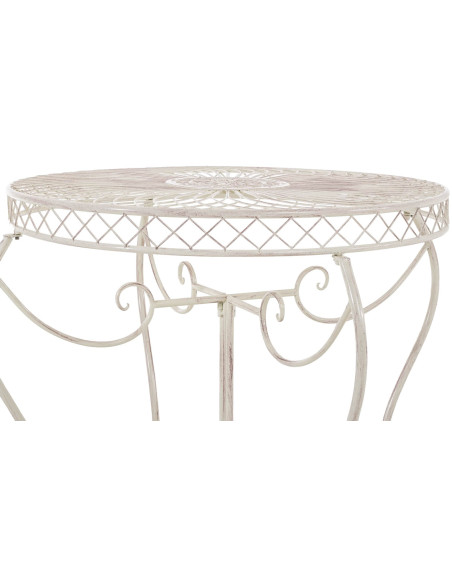 Table pour terrasse Ronde 4 personnes en Fer forgé Crème vieilli Macie - 3