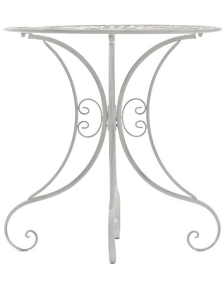 Table pour terrasse Ronde 2 personnes en Fer forgé Blanc vieilli Vesna - 2