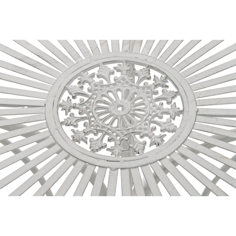 Table pour terrasse Ronde 2 personnes en Fer forgé Blanc vieilli Vesna - 4