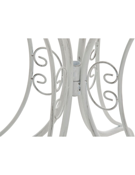 Table pour terrasse Ronde 2 personnes en Fer forgé Blanc vieilli Vesna - 5