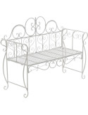 Banc de jardin 2 places en Fer forgé Blanc vieilli Austyn