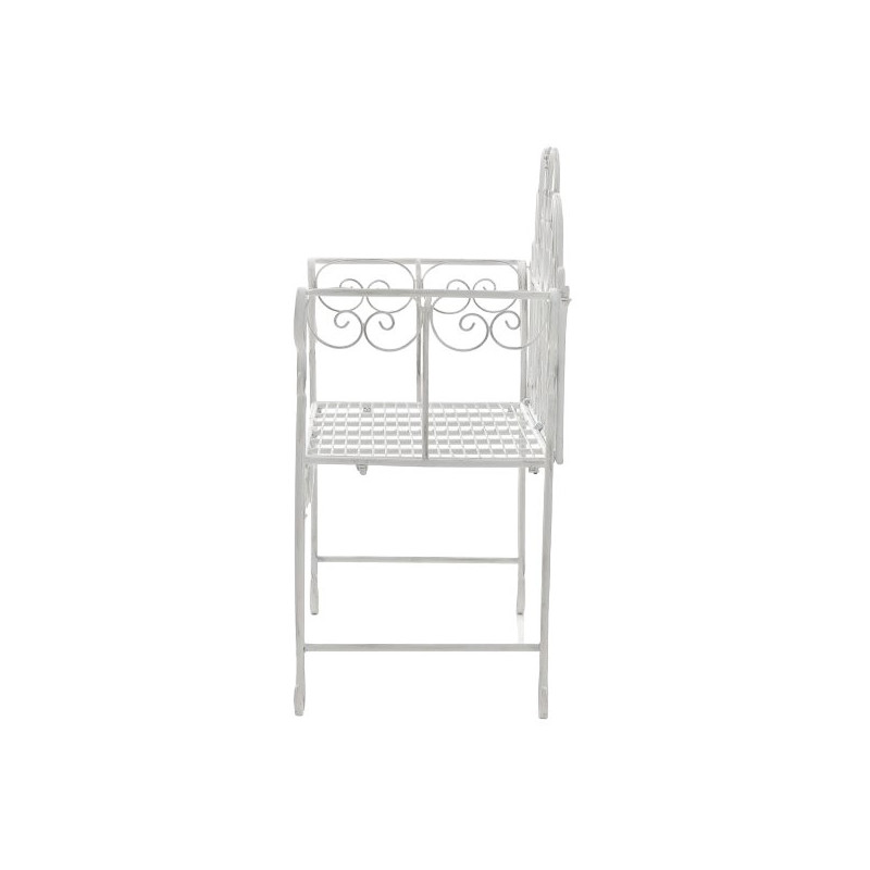 Banc de jardin 2 places en Fer forgé Blanc vieilli Austyn - 3