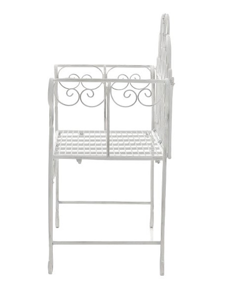 Banc de jardin 2 places en Fer forgé Blanc vieilli Austyn - 3
