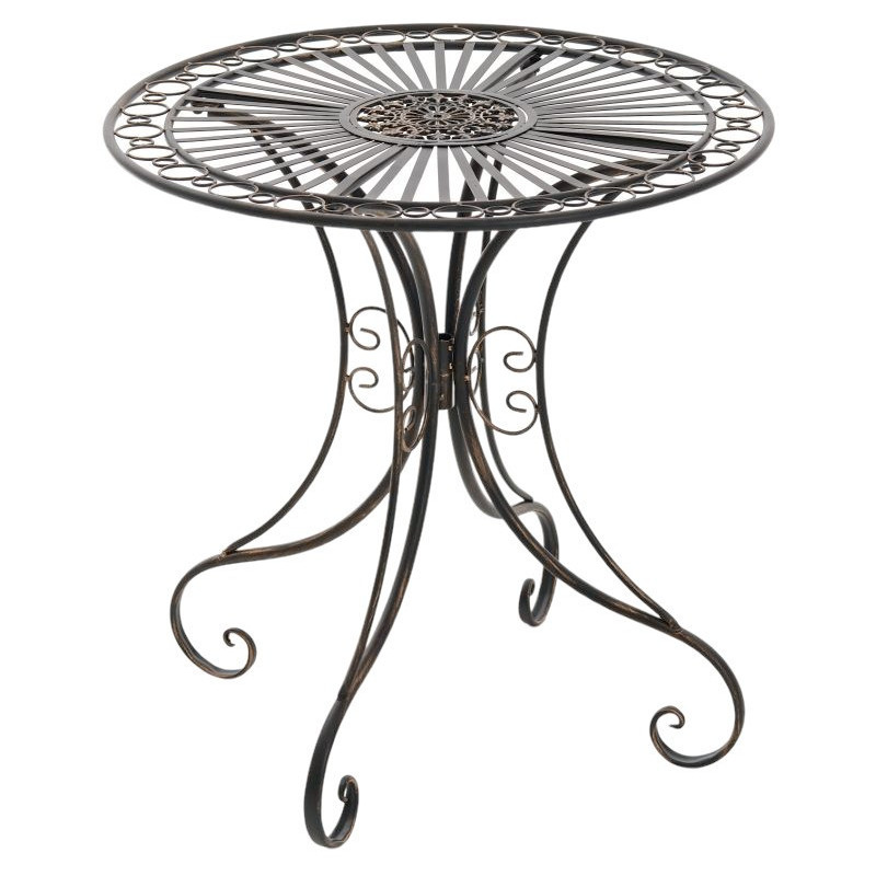 Table pour terrasse Ronde 2 personnes en Fer forgé Bronze Vesna - 1