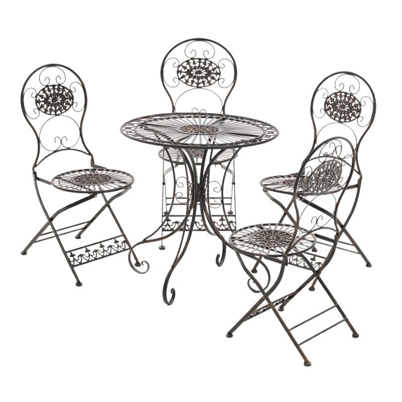 Table pour terrasse Ronde 2 personnes en Fer forgé Bronze Vesna - 7