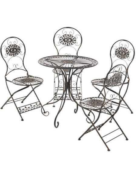 Table pour terrasse Ronde 2 personnes en Fer forgé Bronze Vesna - 7