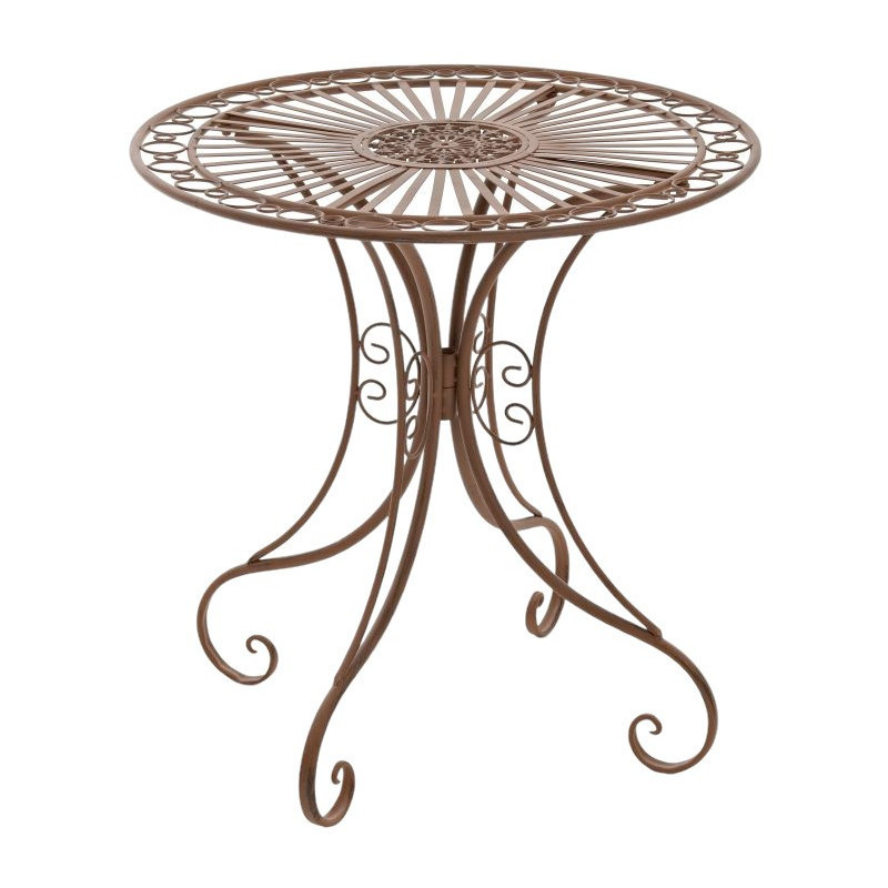 Table pour terrasse Ronde 2 personnes en Fer forgé Marron vieilli Vesna - 1