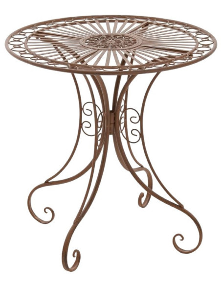 Table pour terrasse Ronde 2 personnes en Fer forgé Marron vieilli Vesna - 1