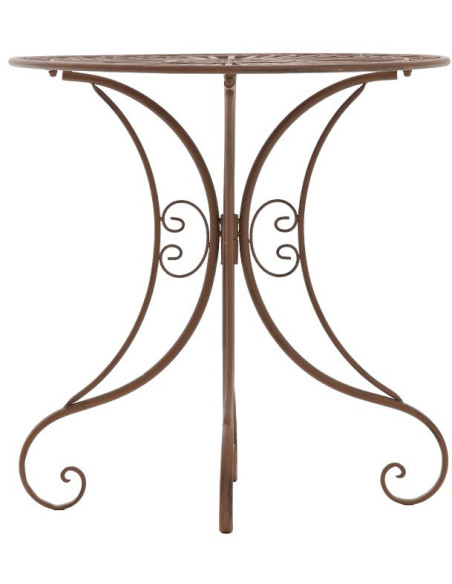 Table pour terrasse Ronde 2 personnes en Fer forgé Marron vieilli Vesna - 2