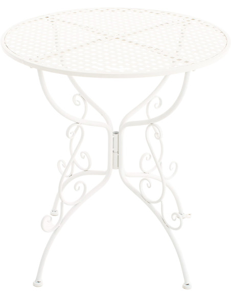 Table pour terrasse Ronde 2 personnes en Fer forgé Blanc Maggy - 3