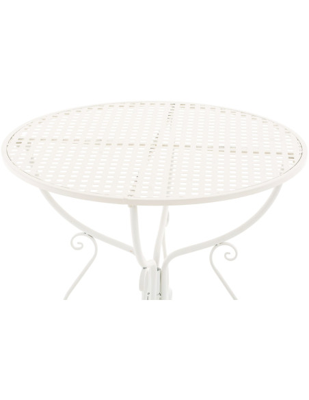 Table pour terrasse Ronde 2 personnes en Fer forgé Blanc Maggy - 4