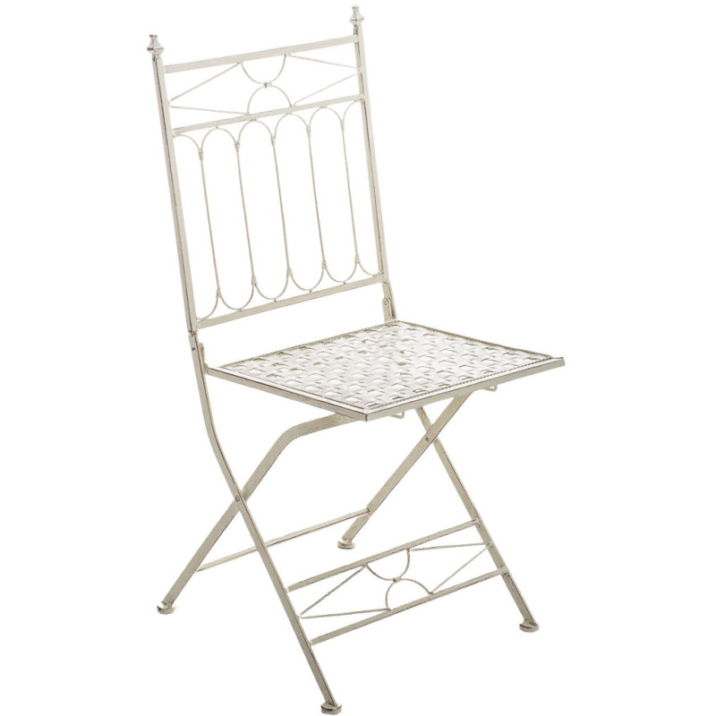 Chaise de jardin pliante en Fer forgé Crème vieilli Aleesha - 1