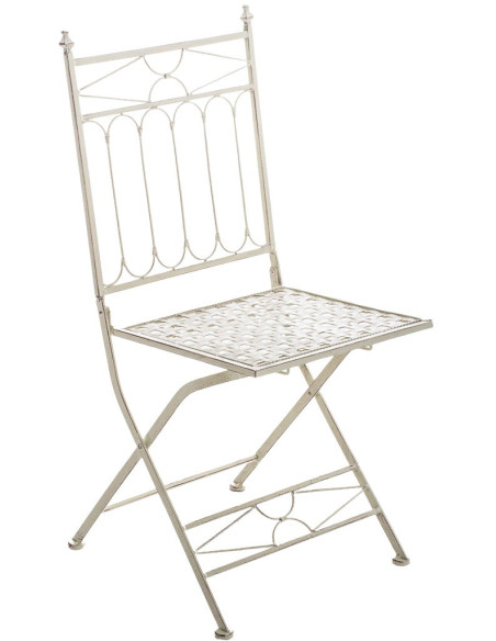 Chaise de jardin pliante en Fer forgé Crème vieilli Aleesha - 1