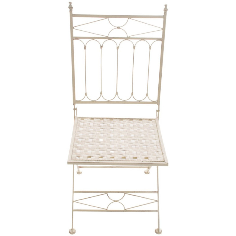 Chaise de jardin pliante en Fer forgé Crème vieilli Aleesha - 2