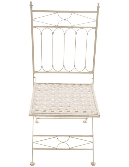 Chaise de jardin pliante en Fer forgé Crème vieilli Aleesha - 2