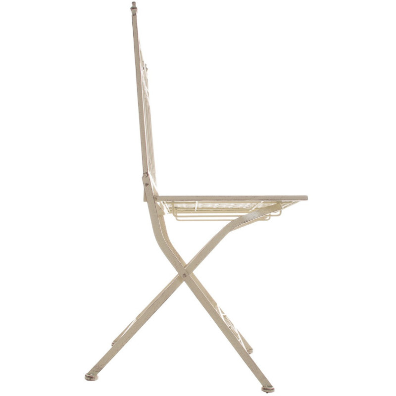 Chaise de jardin pliante en Fer forgé Crème vieilli Aleesha - 3