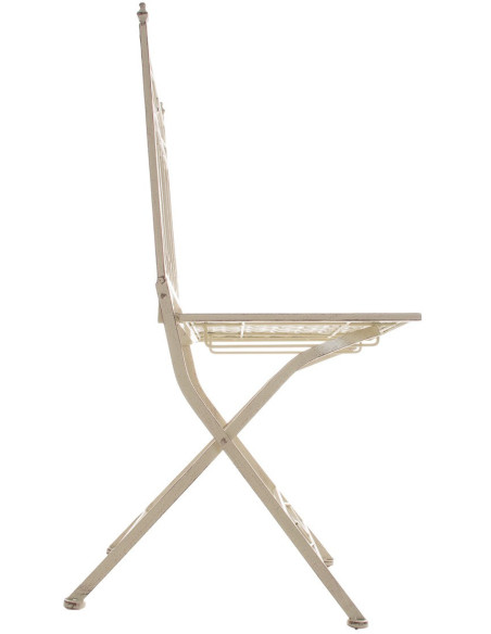 Chaise de jardin pliante en Fer forgé Crème vieilli Aleesha - 3