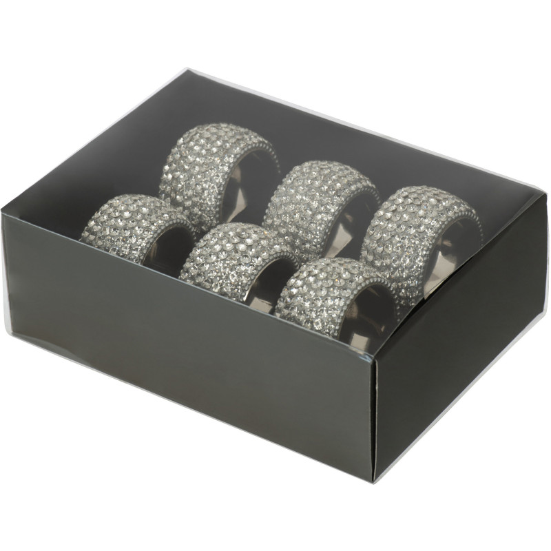 Rond de serviette Diamond en Aluminium Argenté (Lot de 6) - 3