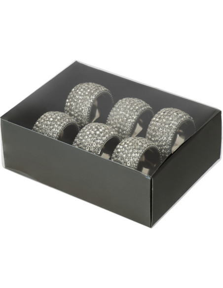 Rond de serviette Diamond en Aluminium Argenté (Lot de 6) - 3