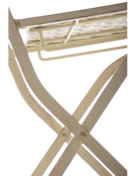 Chaise de jardin pliante en Fer forgé Crème vieilli Aleesha - 7