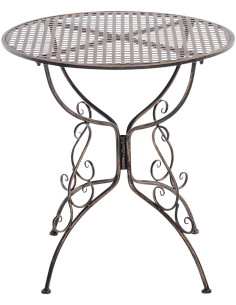 Table pour terrasse Ronde 2 personnes en Fer forgé Bronze Maggy - 1