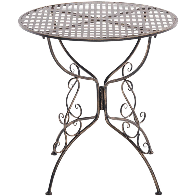 Table pour terrasse Ronde 2 personnes en Fer forgé Bronze Maggy - 1