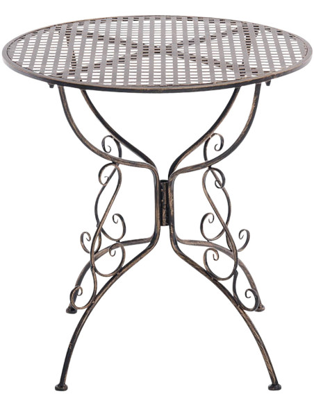 Table pour terrasse Ronde 2 personnes en Fer forgé Bronze Maggy - 1