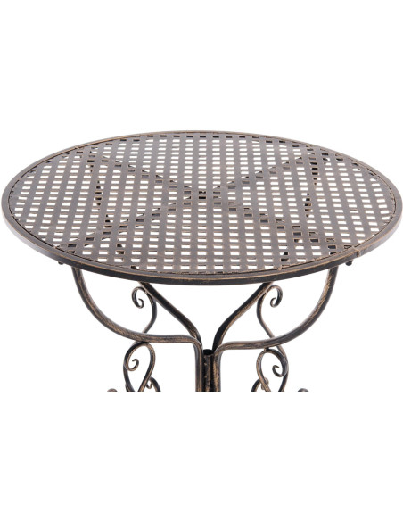 Table pour terrasse Ronde 2 personnes en Fer forgé Bronze Maggy - 3