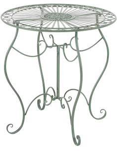 Table pour terrasse Ronde 2 personnes en Fer forgé Vert vieilli Irena  - 1