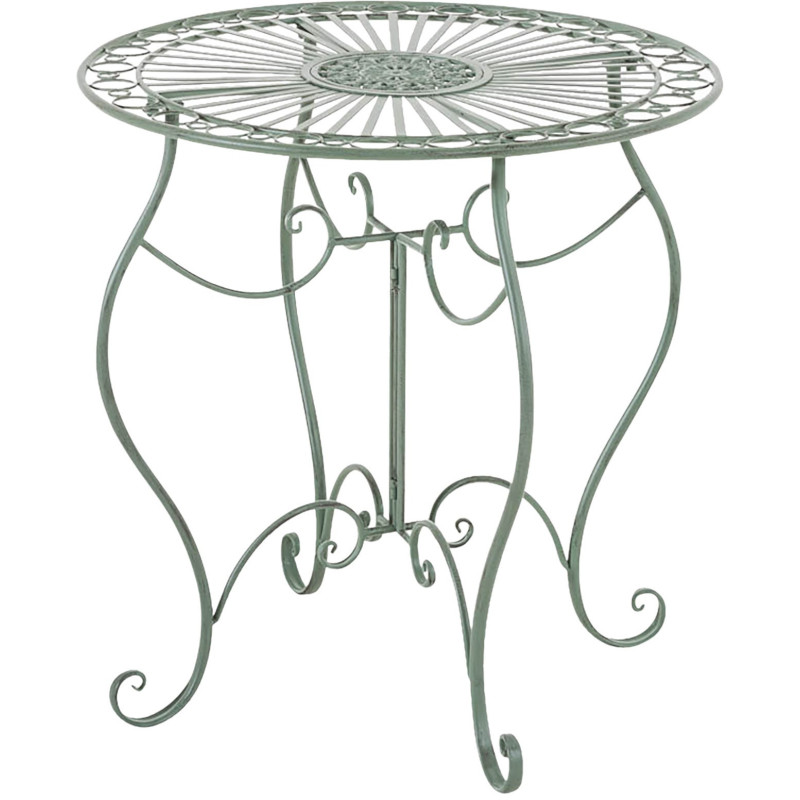 Table pour terrasse Ronde 2 personnes en Fer forgé Vert vieilli Irena  - 1