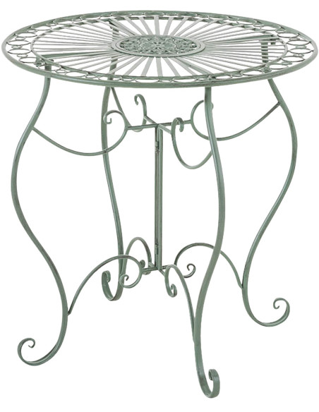 Table pour terrasse Ronde 2 personnes en Fer forgé Vert vieilli Irena  - 1