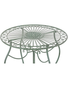 Table pour terrasse Ronde 2 personnes en Fer forgé Vert vieilli Irena  - 2