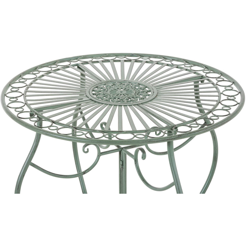 Table pour terrasse Ronde 2 personnes en Fer forgé Vert vieilli Irena  - 2