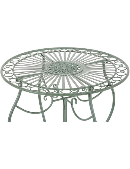 Table pour terrasse Ronde 2 personnes en Fer forgé Vert vieilli Irena  - 2