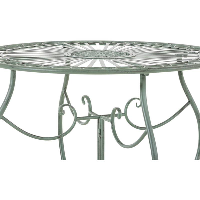 Table pour terrasse Ronde 2 personnes en Fer forgé Vert vieilli Irena  - 4