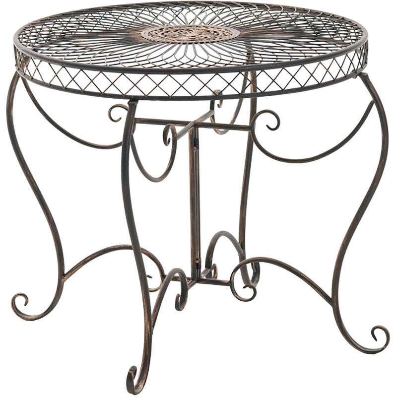 Table pour terrasse Ronde 4 personnes en Fer forgé Bronze Macie - 1