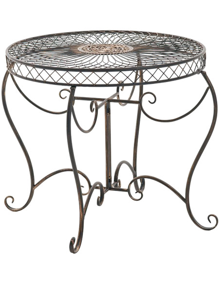 Table pour terrasse Ronde 4 personnes en Fer forgé Bronze Macie - 1