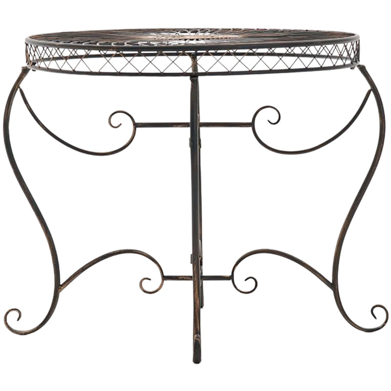 Table pour terrasse Ronde 4 personnes en Fer forgé Bronze Macie - 2