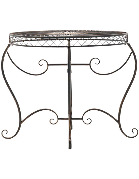 Table pour terrasse Ronde 4 personnes en Fer forgé Bronze Macie - 2