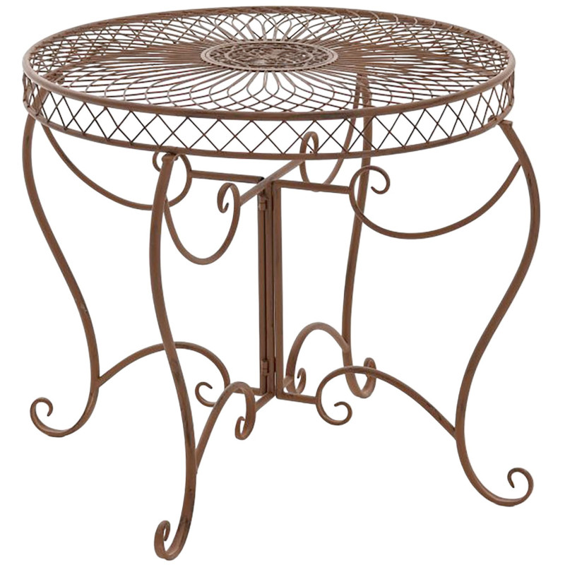 Table pour terrasse Ronde 4 personnes en Fer forgé Marron vieilli Macie - 1