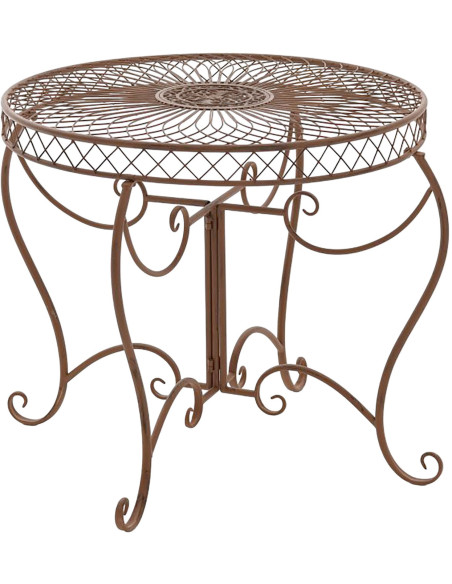 Table pour terrasse Ronde 4 personnes en Fer forgé Marron vieilli Macie - 1