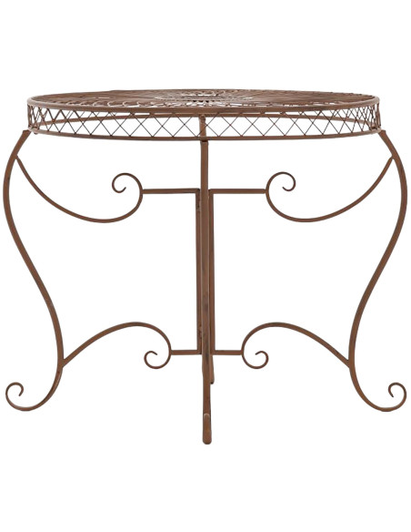 Table pour terrasse Ronde 4 personnes en Fer forgé Marron vieilli Macie - 2