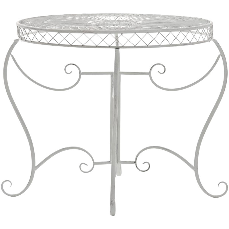 Table pour terrasse Ronde 4 personnes en Fer forgé Blanc vieilli Macie - 2